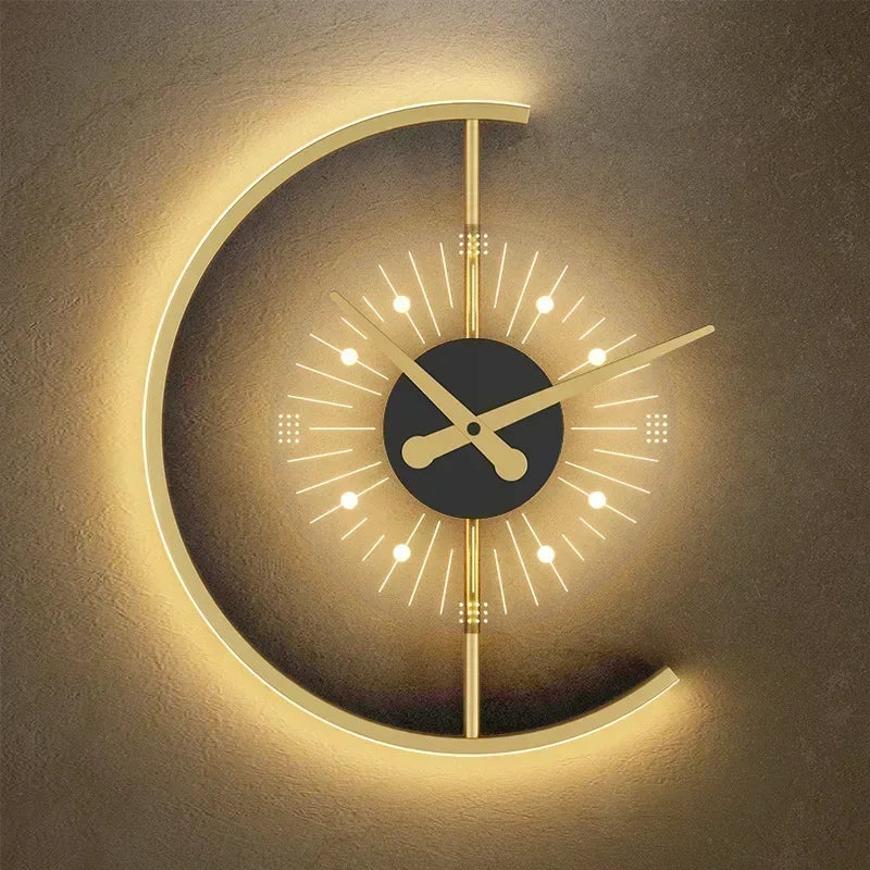 Modern LED Clock Wall Lamp for Bedroom Living Dining Room Aisle Porch Home Decoration Wall Sconce Indoor Lighting Fixture Luster