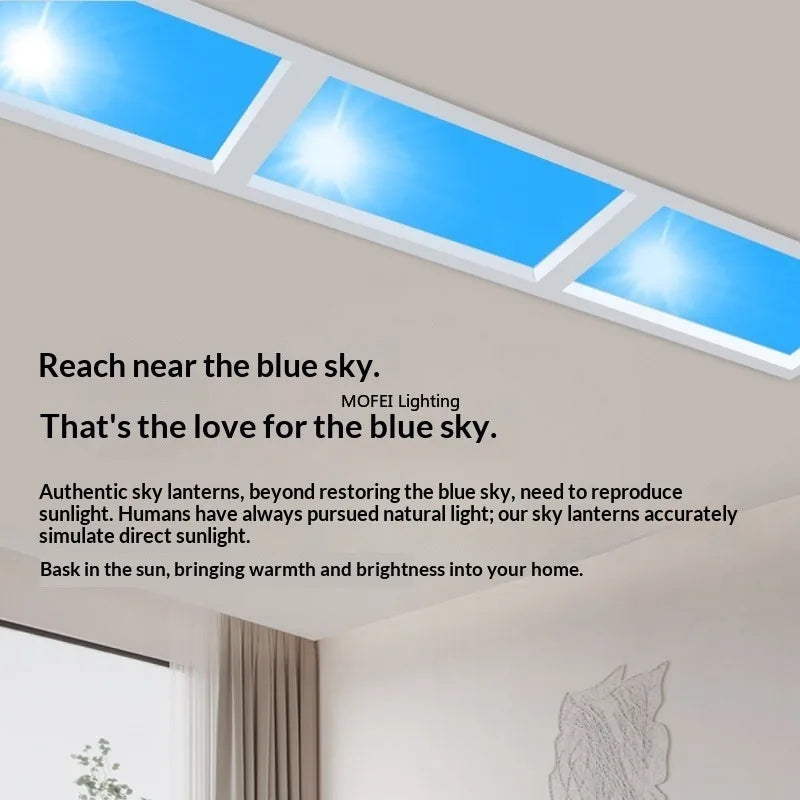 Modern Smart Integrated LED Ceiling Light Sky Blue Clouds Effect Daylight Simulation Kitchen Home Lighting Room Decor Fixture