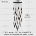 LED Luxury Capsule  Pendent Lamp Modern Vertical Stair Chandelier Long Hanging Lamp For Duplex Loft Villa High Ceiling Stairwell