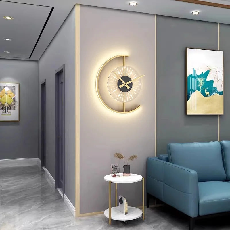 Modern LED Clock Wall Lamp for Bedroom Living Dining Room Aisle Porch Home Decoration Wall Sconce Indoor Lighting Fixture Luster