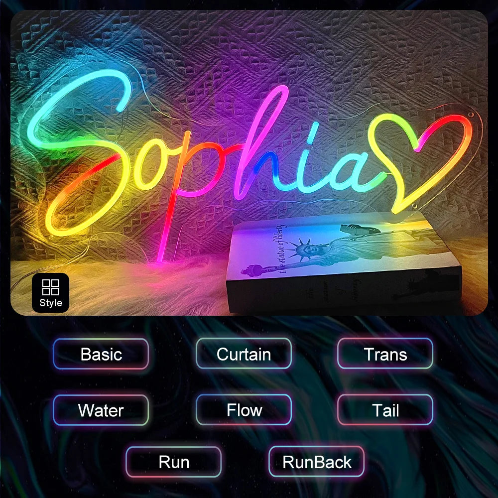 RGB Custom Name Neon Sign Personalized Multicolor Dimmable Led Neon Sign Night Light Signs Bedroom Decoration Wall LED Neon lamp